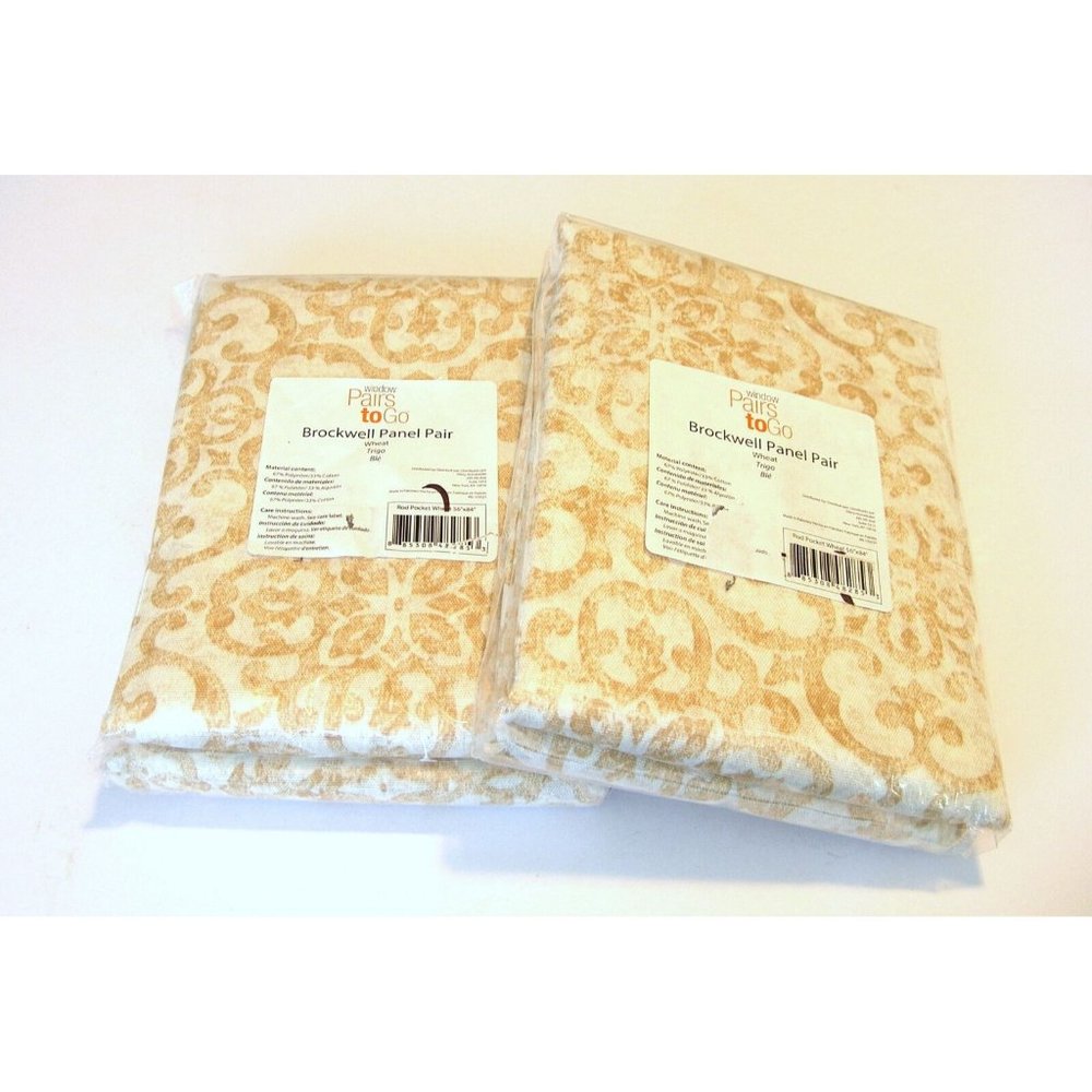 Brockwell Curtain Panel Pair, Two Pair, Wheat, 84", NEW